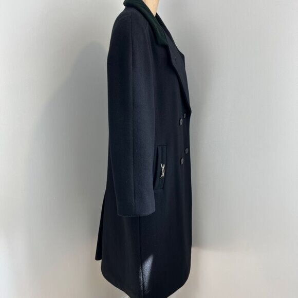 Vintage Fennelli Paris Women's Med Black 100% Virgin Wool Long Overcoat Jacket - Picture 5 of 16